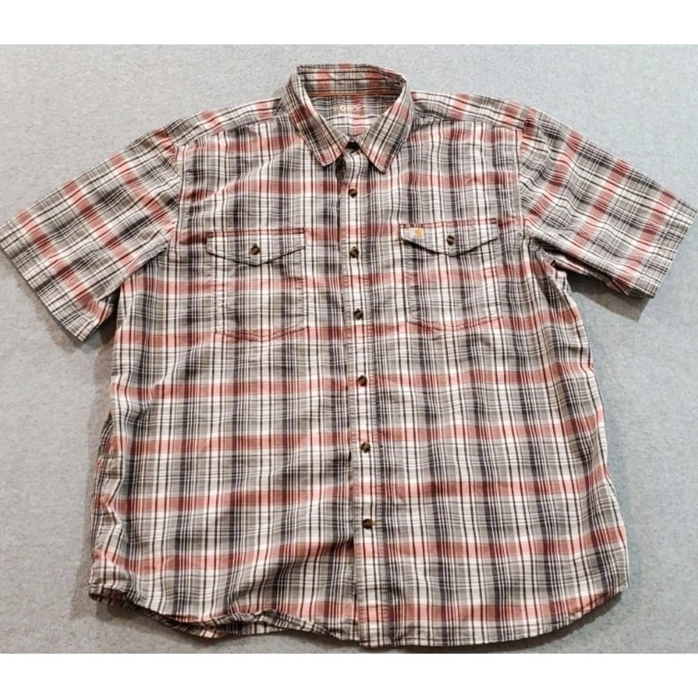 Cargartt Men's Force Plaid Button‎ Up Shirt Size 2XL Relaxed Fit Short Sleeve
